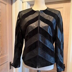 Chic Black Chevron Leather Jacket